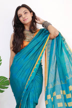 Mulmul Cotton Bandhni Hand Block Print Saree