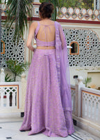 Woman's Georgette Embroidered Sequins Lace Lehenga with Dupatta Set