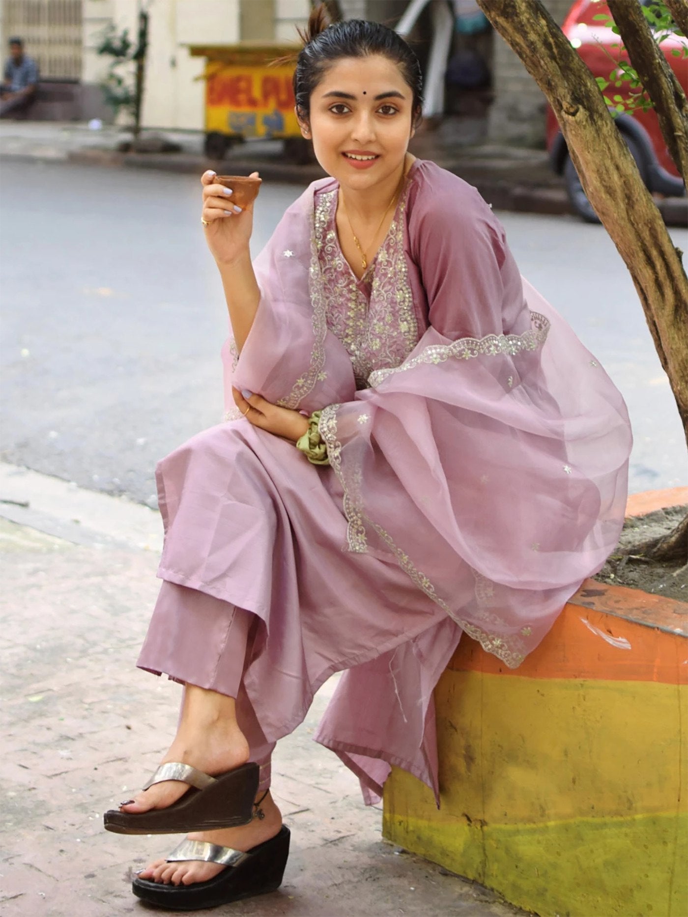 Cotton Silk Embroidered Kurta Set with Dupatta Set