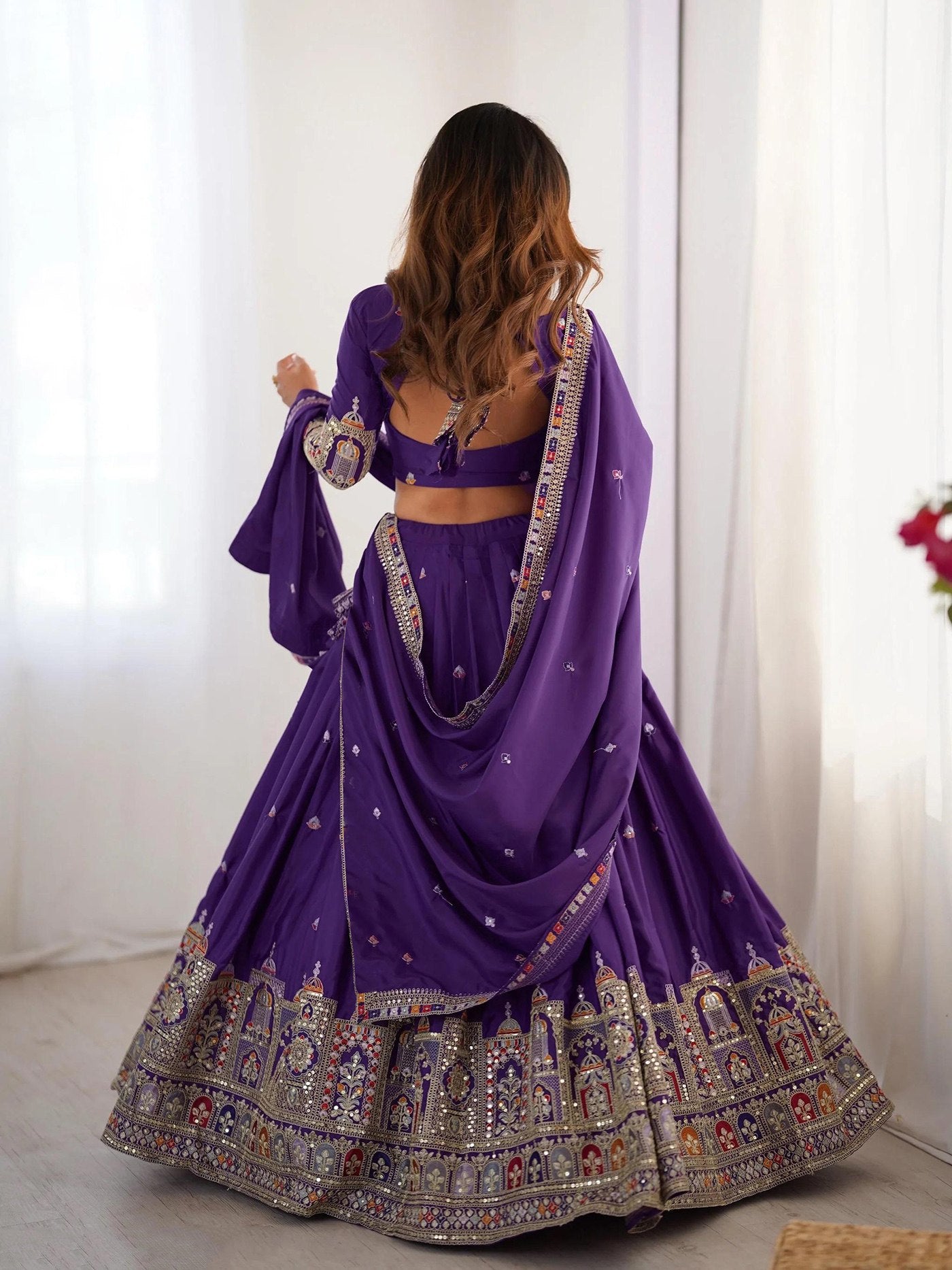 Chinnon Embroidered Sequins Lace Lehenga with Dupatta Set