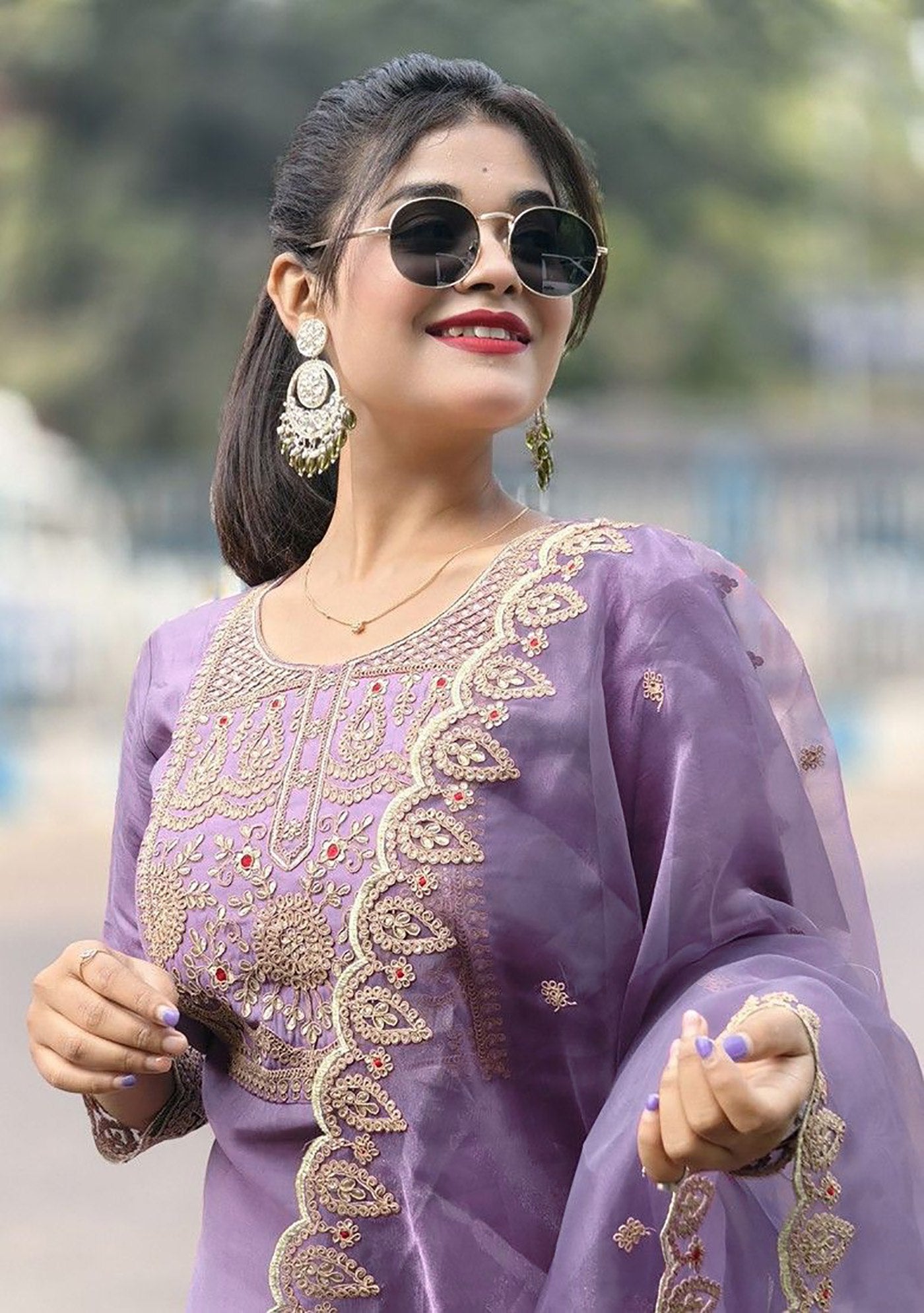Women's Embroidered Cotton Silk Kurta Set with Dupatta
