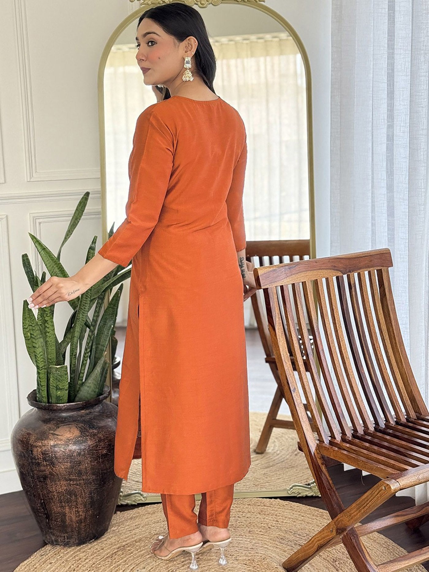 Embroidered Cotton Silk Kurta Set with Dupatta