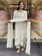 Women's Cotton Silk Embroidered Kurta Set with Dupatta