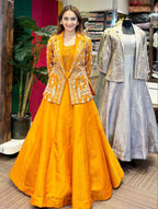 Royal Embroidered Gown & Jacket Set | Ready to Wear Festive Gown