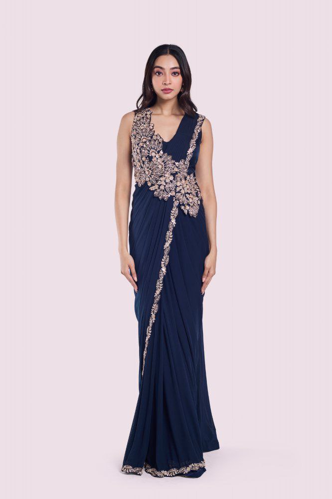 Stylish Embroidered Sequin work Ready-to-Wear Saree