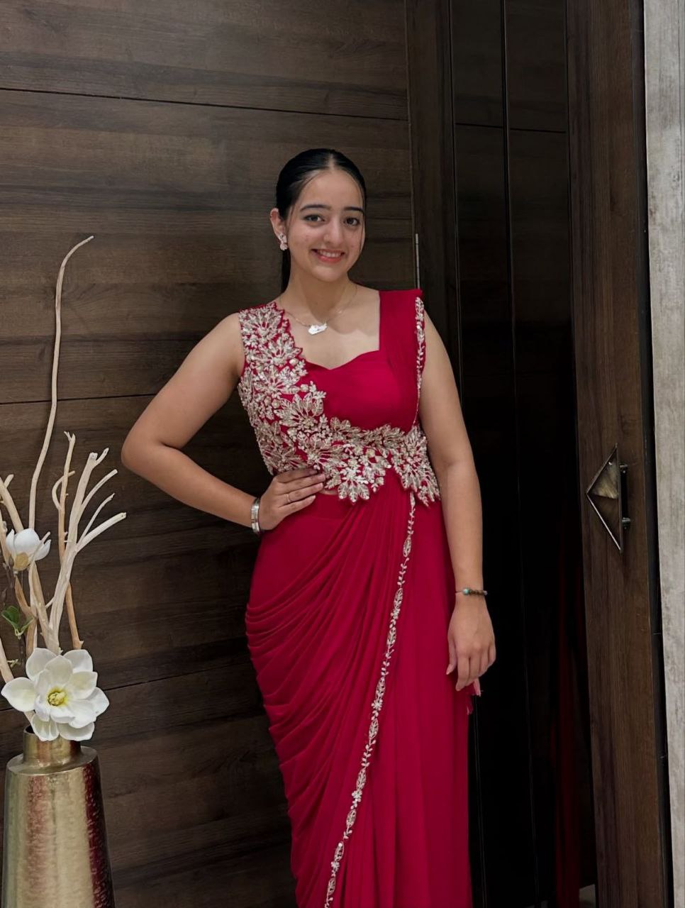 Stylish Embroidered Sequin work Ready-to-Wear Saree