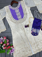 White Embroidered Kurta Set with Pant Set