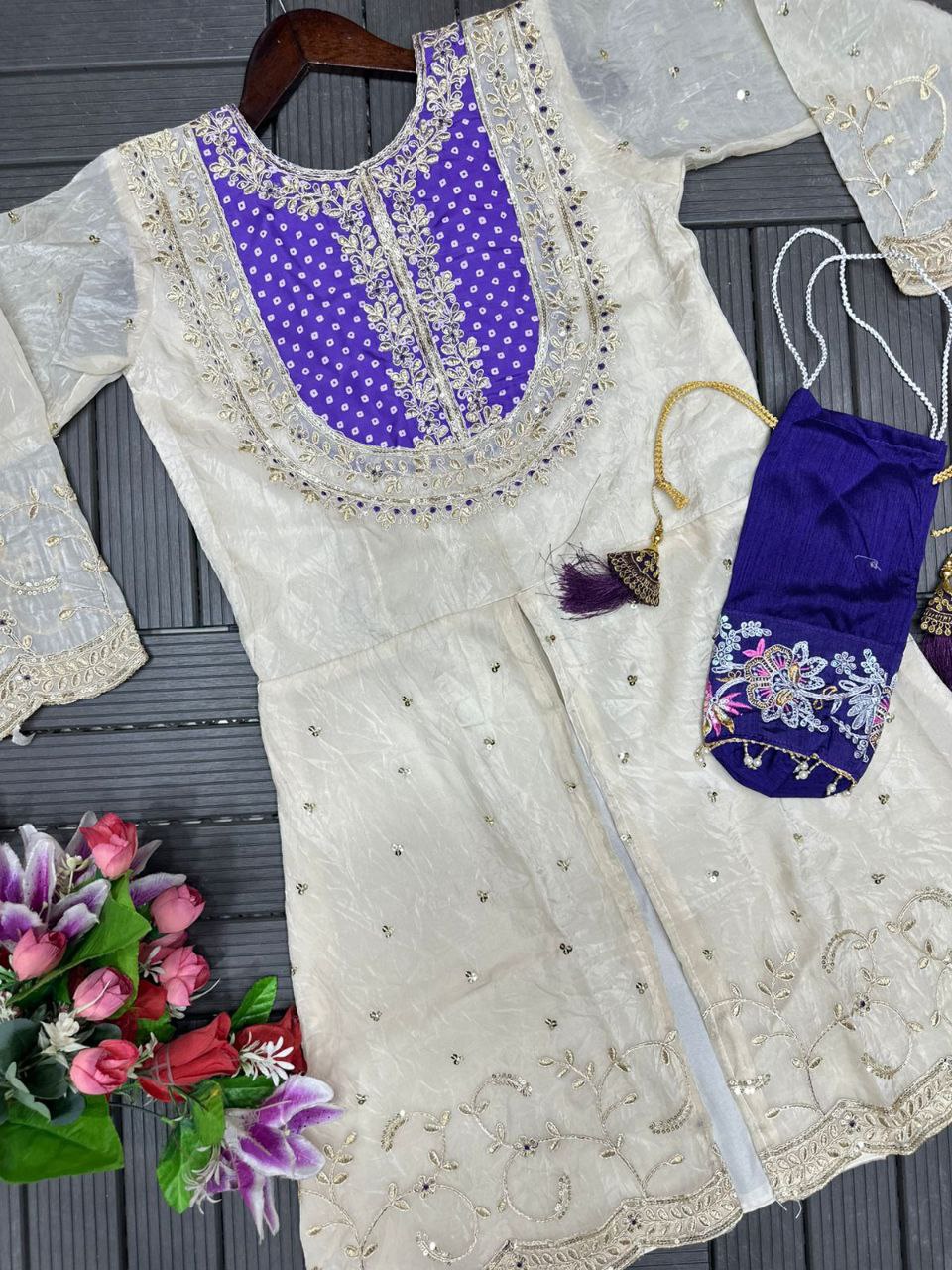 White Embroidered Kurta Set with Pant Set