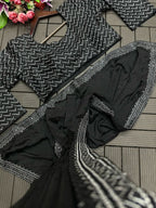 Embroidered Sequin Jacket with Ready-to-Wear Saree and Belt