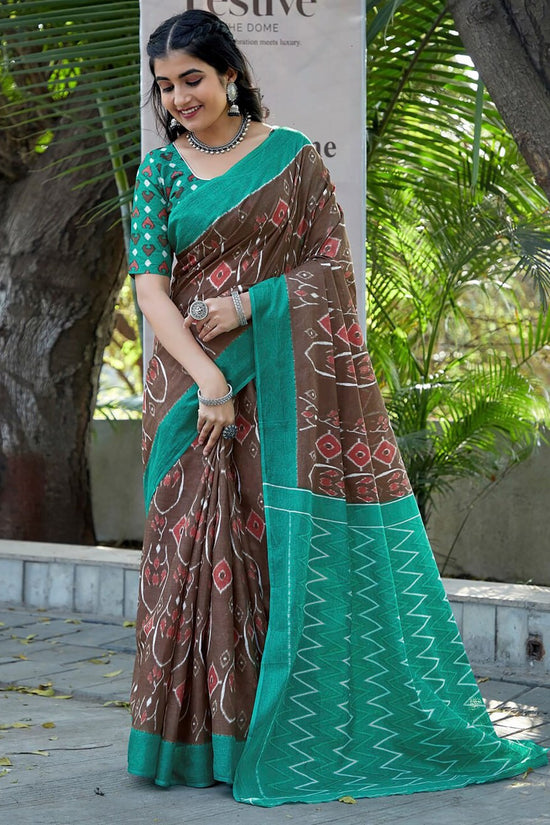 Abstract Mulmul Cotton Printed Saree