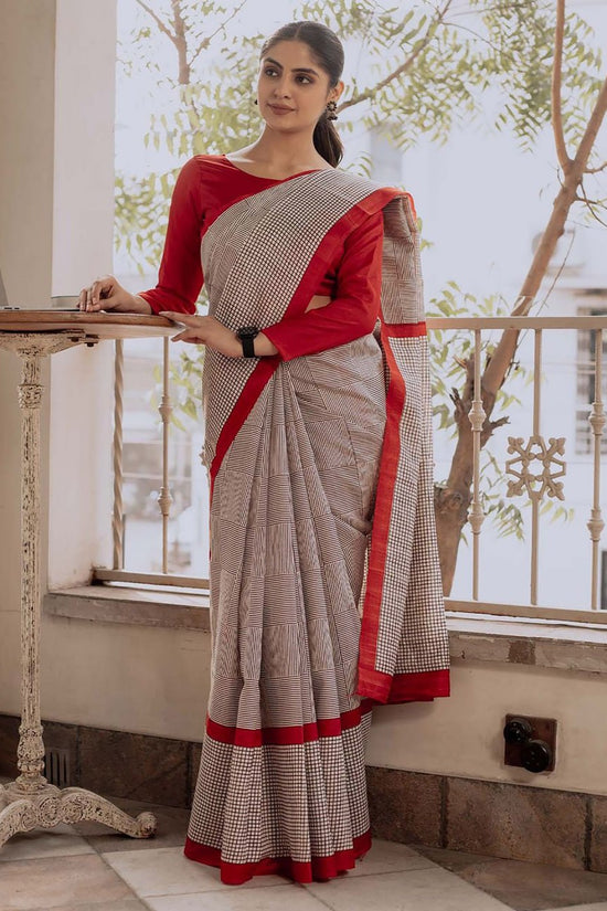 Mulmul Cotton Block Printed Saree