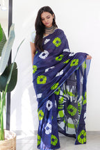 Mulmul Cotton Tie-dye Printed Saree