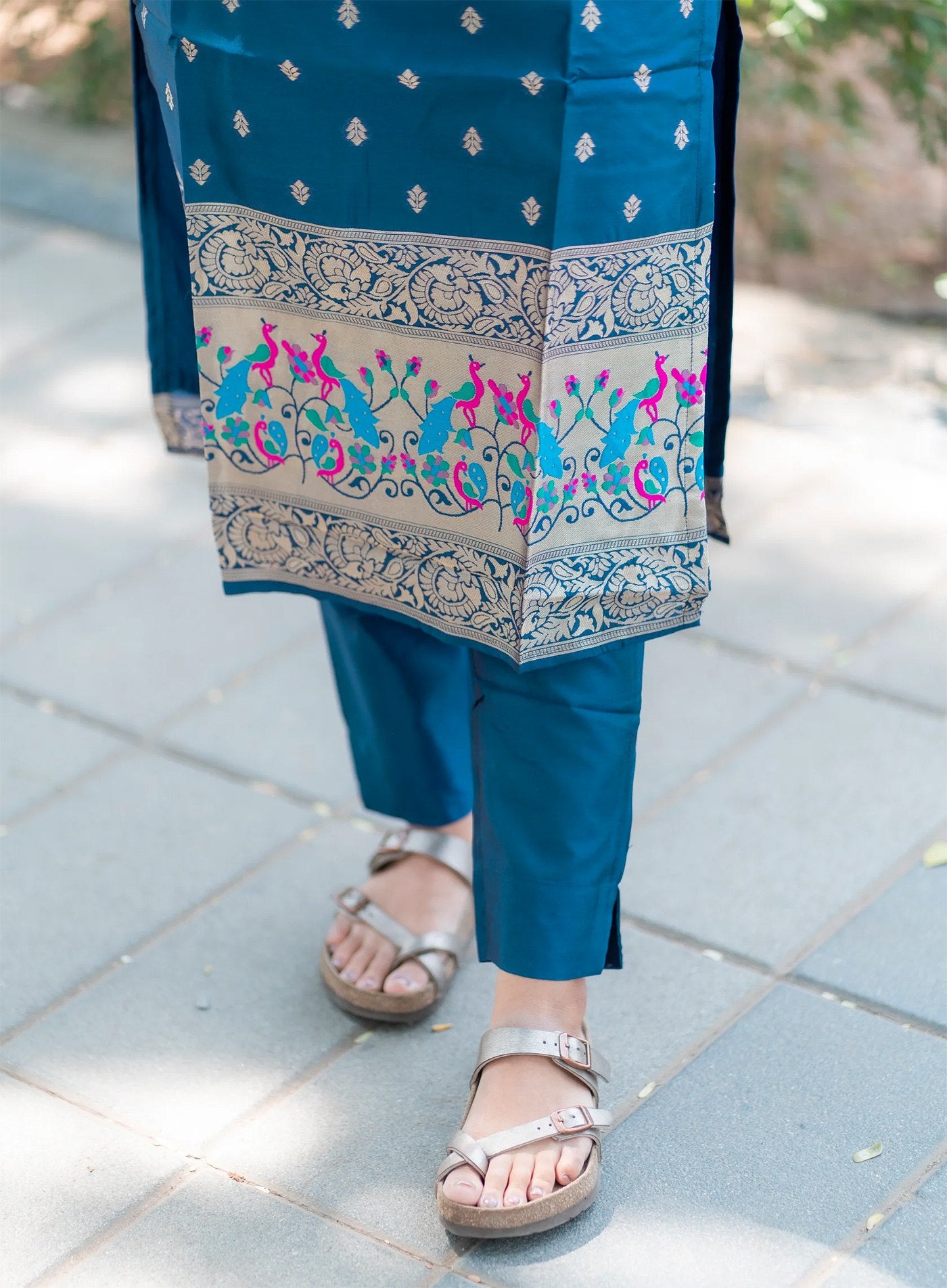 Traditional Jacquard Kurta with Pant and Dupatta Set
