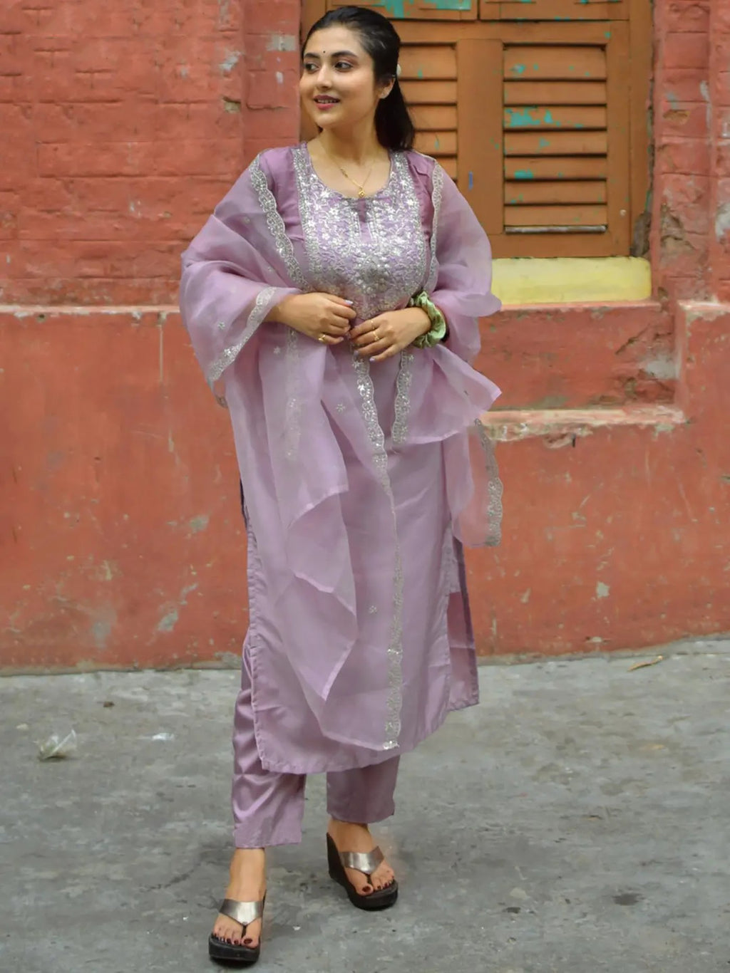 Cotton Silk Embroidered Kurta Set with Dupatta Set