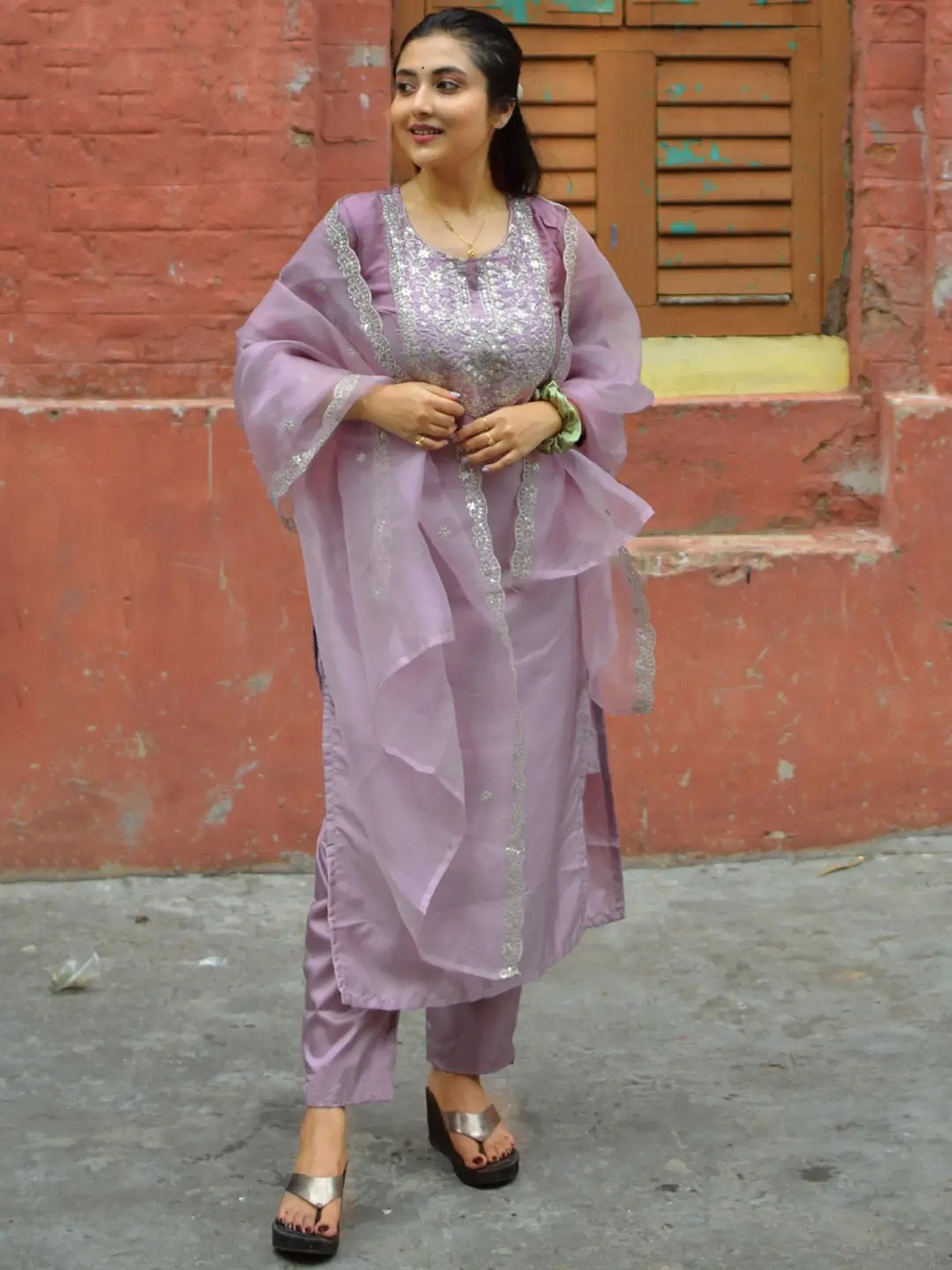 Cotton Silk Embroidered Kurta Set with Dupatta Set