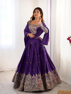 Chinnon Embroidered Sequins Lace Lehenga with Dupatta Set