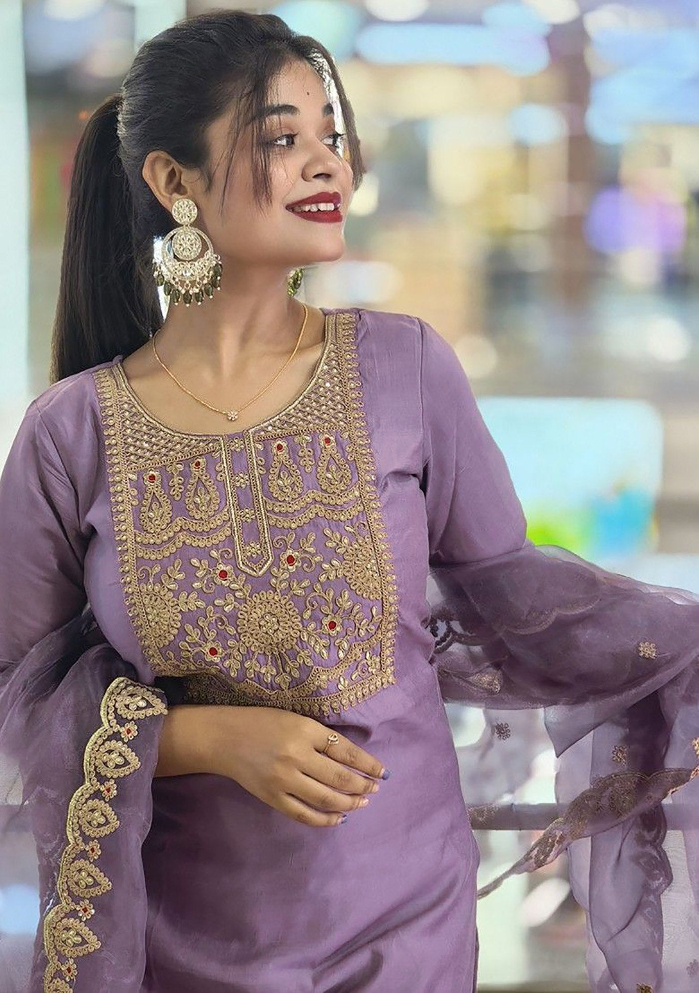 Women's Embroidered Cotton Silk Kurta Set with Dupatta