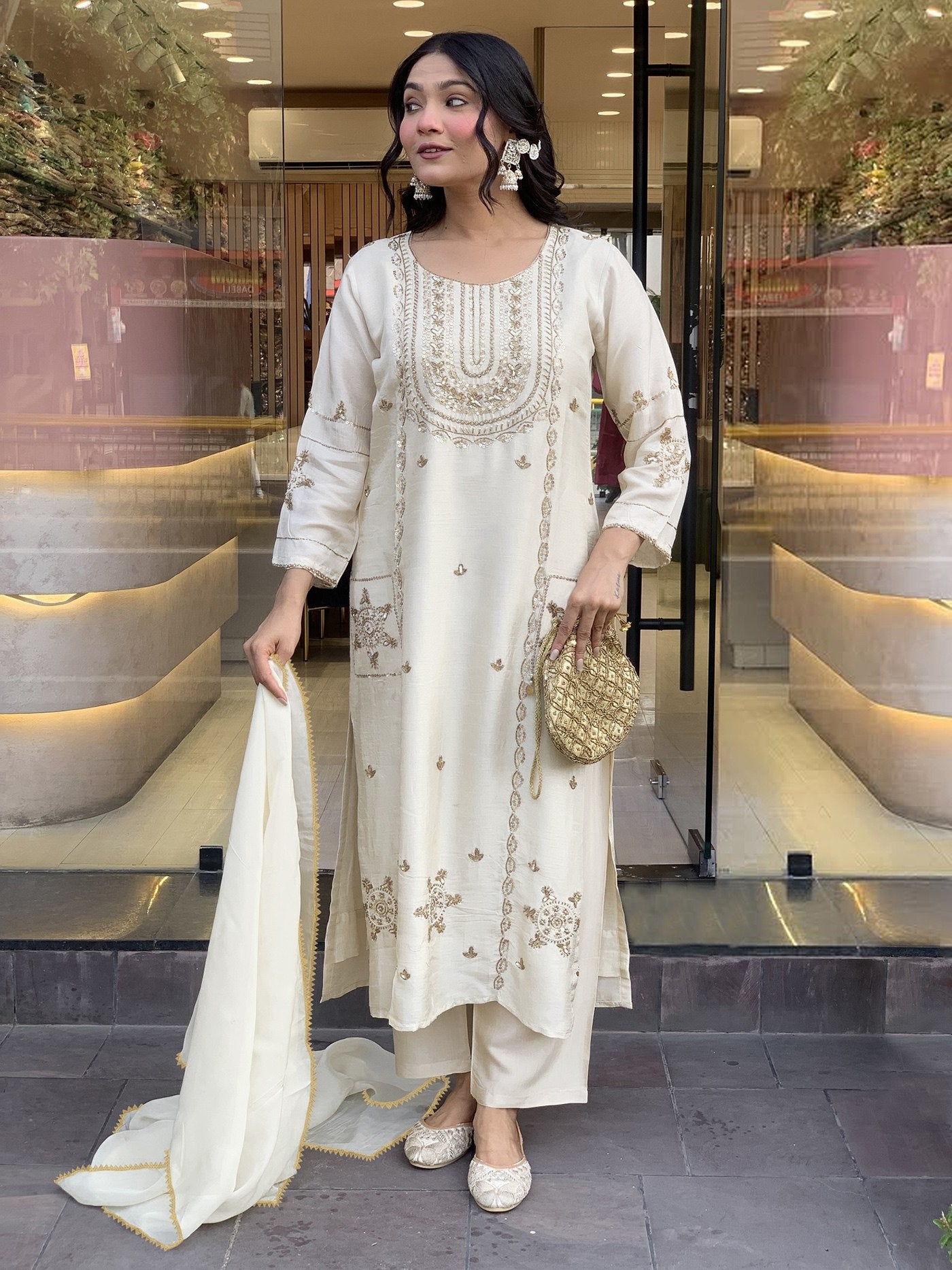 Women's Cotton Silk Embroidered Kurta Set with Dupatta