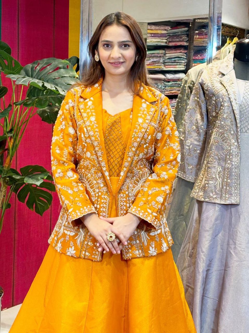 Royal Embroidered Gown & Jacket Set | Ready to Wear Festive Gown