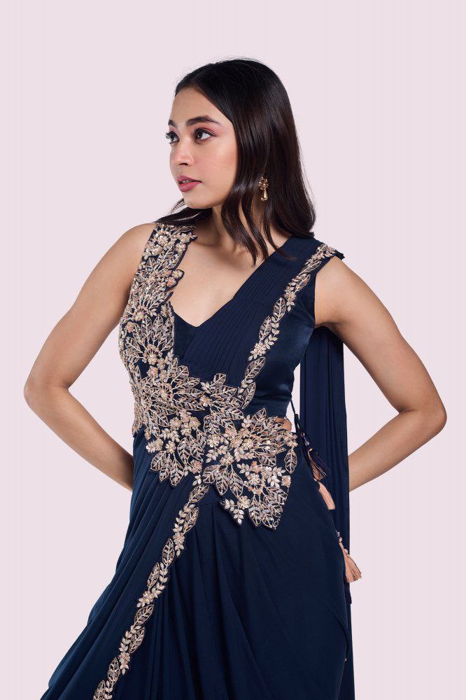 Stylish Embroidered Sequin work Ready-to-Wear Saree