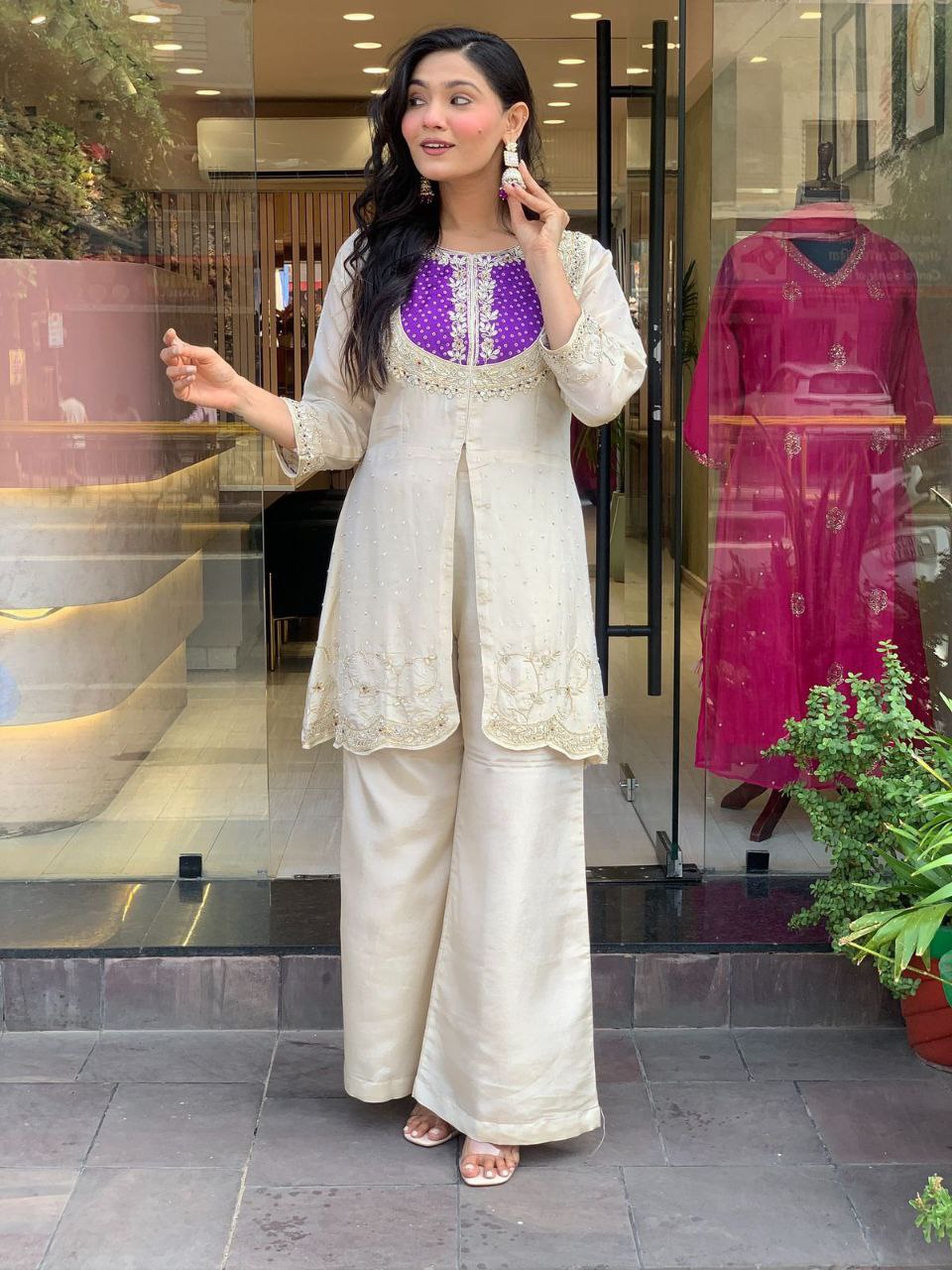 White Embroidered Kurta Set with Pant Set