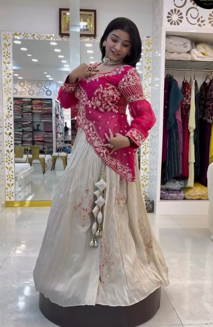 Regal Gold Crush Lehenga Choli with Embroidered Jacket and Dupatta