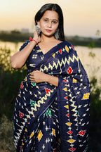 Ikkat Printed Mulmul Cotton Saree for Woman