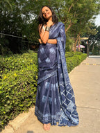 Mulmul Cotton Abstract Printed Saree