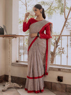 Mulmul Cotton Block Printed Saree
