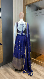 Georgette Embroidered Zari Cutwork Lehenga with Dupatta Set