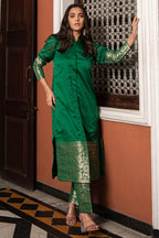 Woman's Jacquard Weaving Kurta and Pant Set