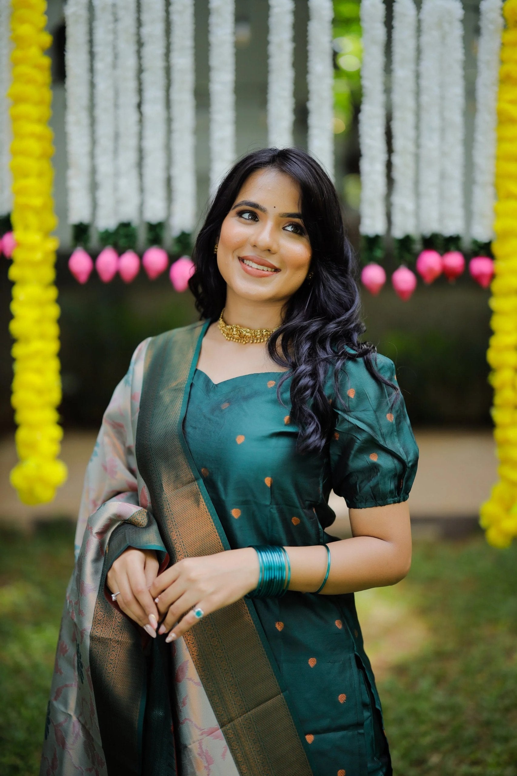 Jacquard Weaving Kurta with Pant and Dupatta Set