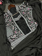 Embroidered Sequin Jacket with Ready-to-Wear Saree and Belt