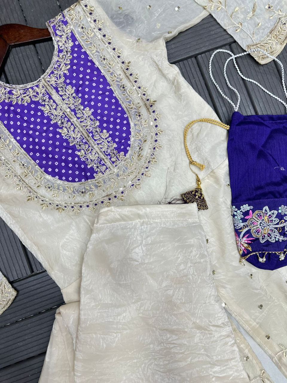 White Embroidered Kurta Set with Pant Set