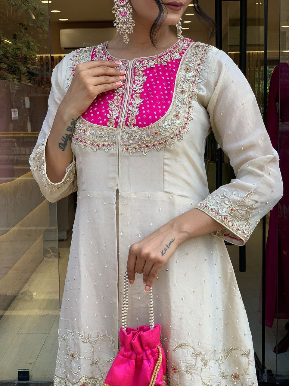 White Embroidered Kurta Set with Pant Set