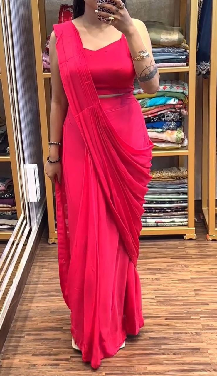 Ready-to-Wear Saree with Embroidered Sequin Jacket and Belt