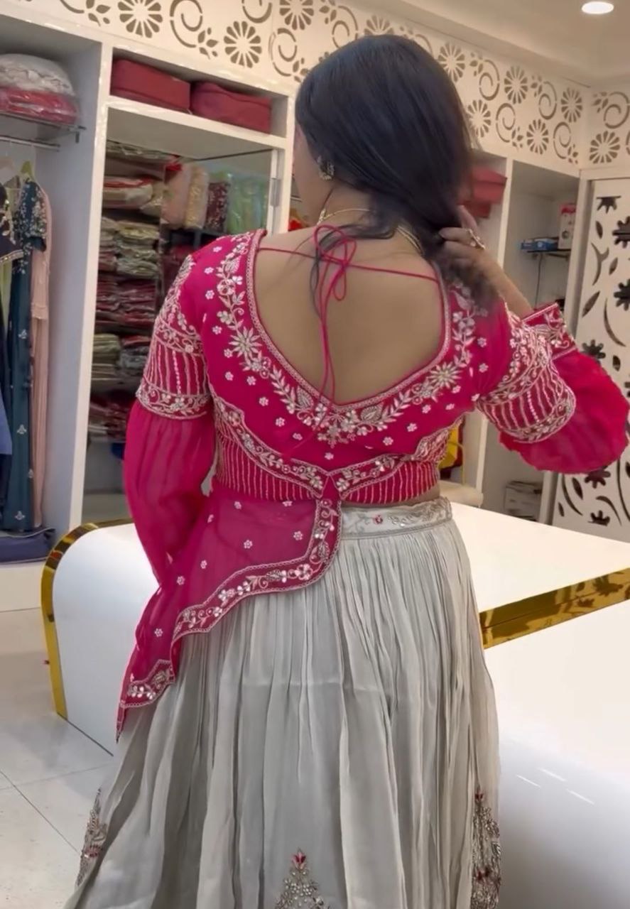 Regal Gold Crush Lehenga Choli with Embroidered Jacket and Dupatta