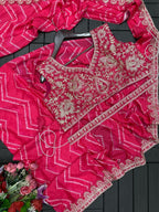 Embroidered Sequin Jacket with Ready-to-Wear Saree and Belt