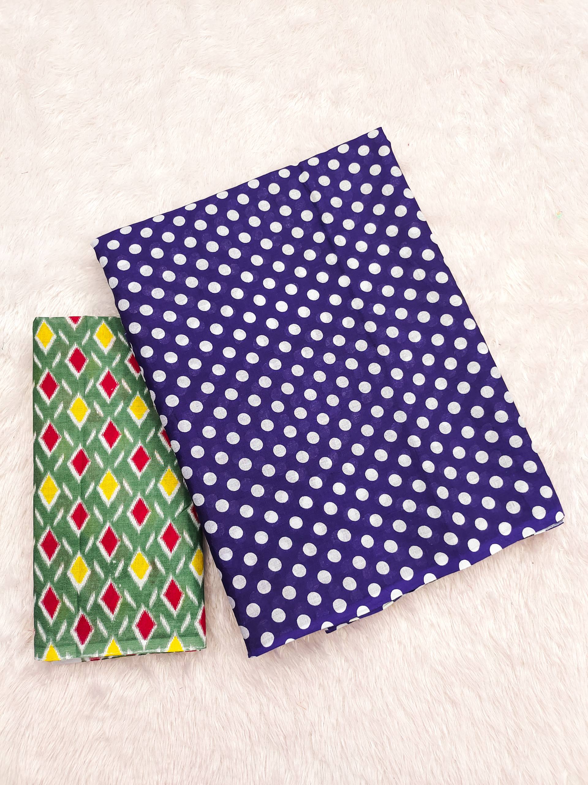 Polka Dot Printed Mulmul Cotton Saree for Woman