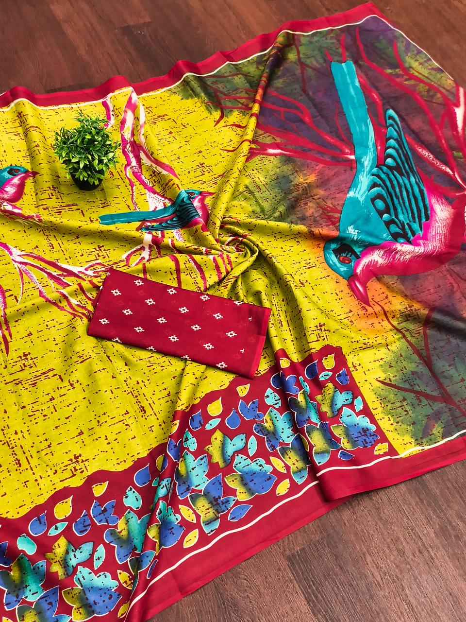 Heriage Style Hand Print Classic Mulmul Cotton Saree