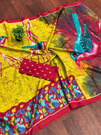 Heriage Style Hand Print Classic Mulmul Cotton Saree