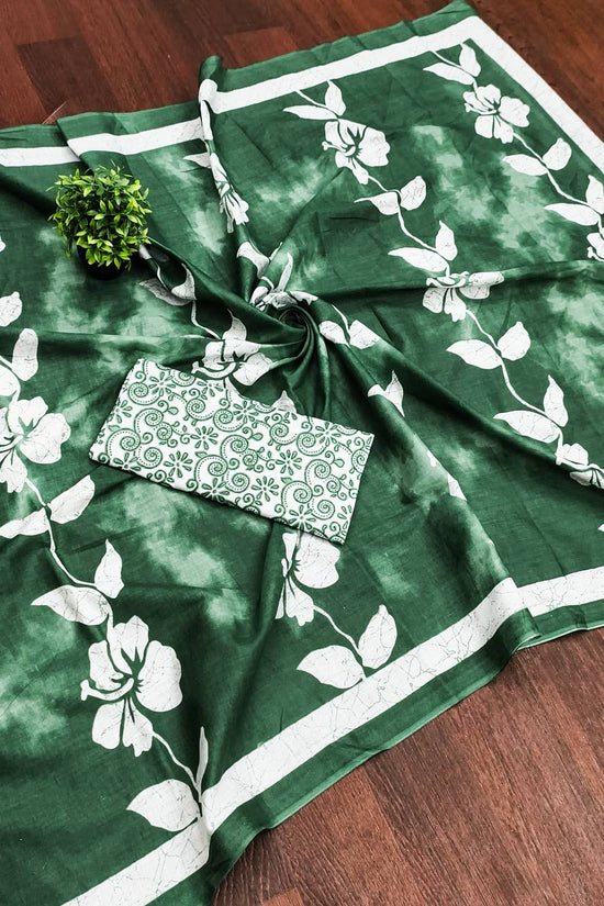Floral Hand Block Print Classic Mulmul Cotton Saree