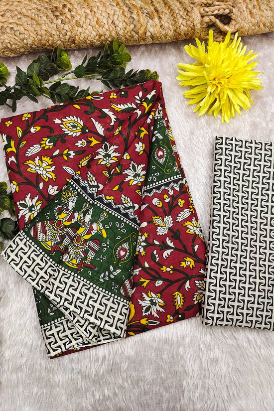 Mulmul Cotton Kalamkari Hand Block Print Saree