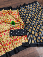Ikkat Hand Block Print Mulmul Cotton Saree