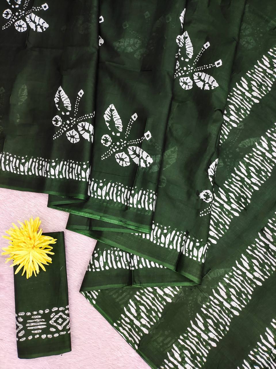 Printed Block Pattern Mulmul Cotton Saree