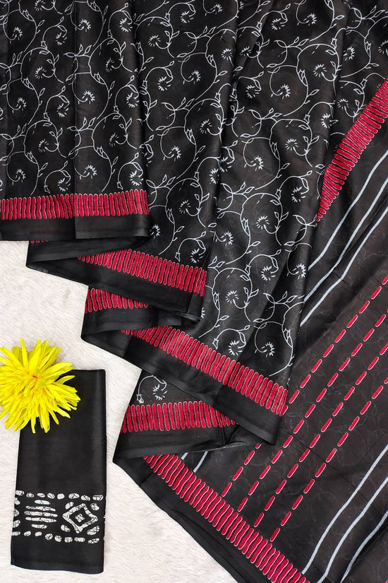 Printed Mulmul Cotton Block Pattern Saree
