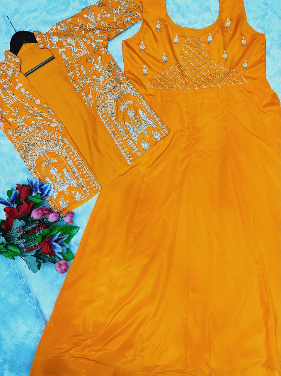 Royal Embroidered Gown & Jacket Set | Ready to Wear Festive Gown