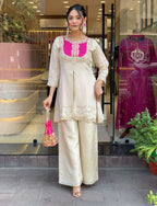 White Embroidered Kurta Set with Pant Set