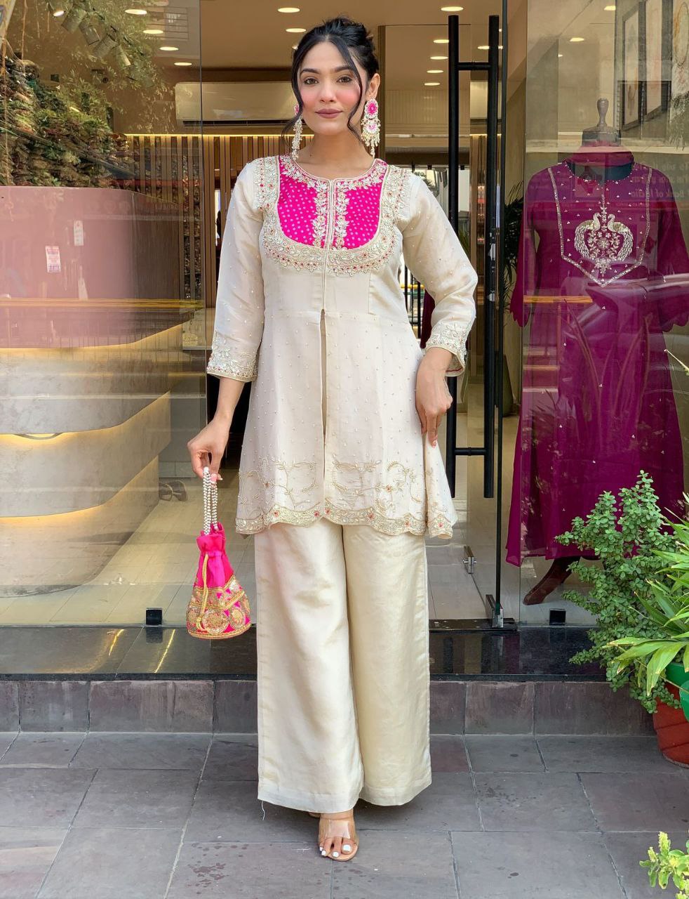 White Embroidered Kurta Set with Pant Set