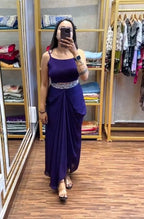 Indo-Western Draped Skirt & Crop Top with Embroidered Blazer Jacket